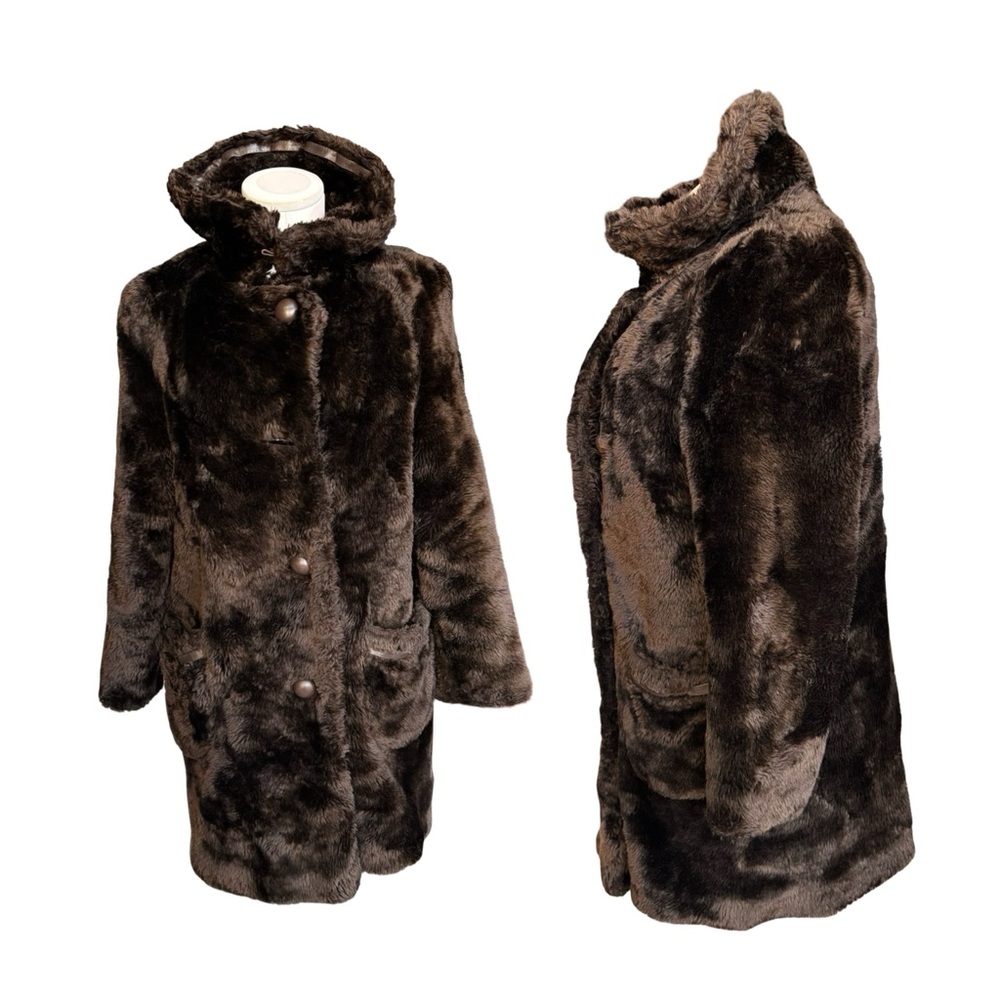 Luxurious Faux Fur Brown Coat